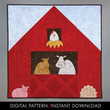 digital downloand of easy applique farm animals with barn baby quilt pattern