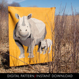 Rhino Romp quilt in the wild