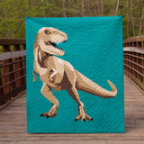 T-Rex Roar quilt on a bridge in the park