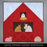 digital downloand of easy applique farm animals with barn baby quilt pattern 